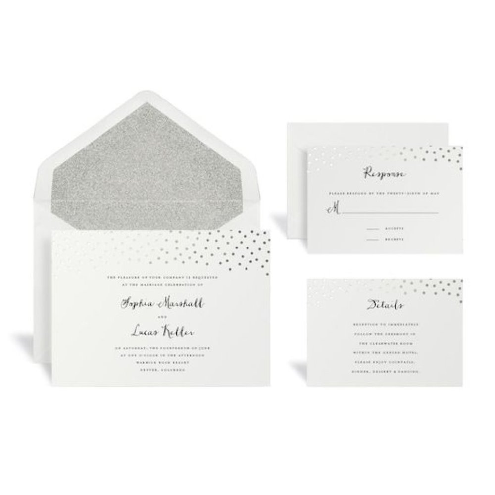 NWT Celebrate It Silver Dot Wedding Invitation Kit